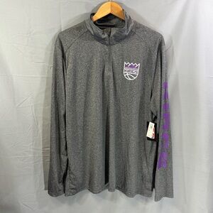 Sacramento Kings Shirt Mens 2XL Gray NBA Basketball Long Sleeve Quarter Zip